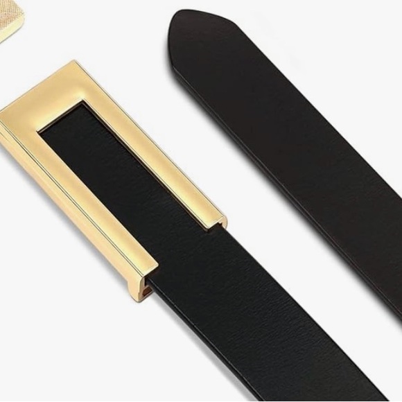 Women’s Leather Belt - Black with Gold Buckle - Picture 2 of 4